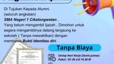 Tanpa Dipungut Biaya! Alumni SMA Negeri 1 Cikalongwetan Kab. Bandung Barat Diminta Segera Ambil Ijazah